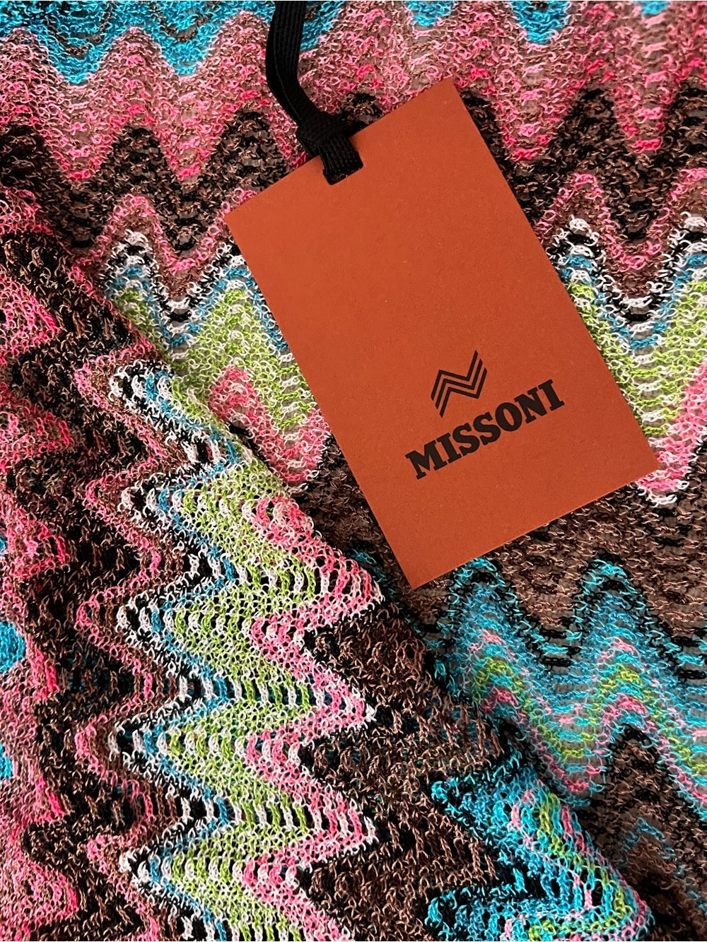 Missoni Mare Multicolor Chevron Knit Beach Pareo Blue Pink Brown - Picture 4 of 6
